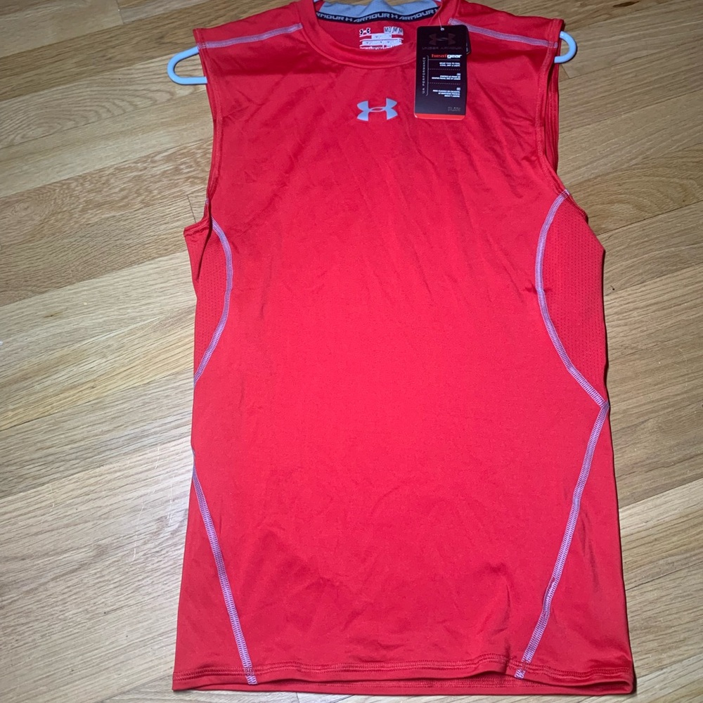 Under Armour Red Fitted Sleeveless Compression Shirt